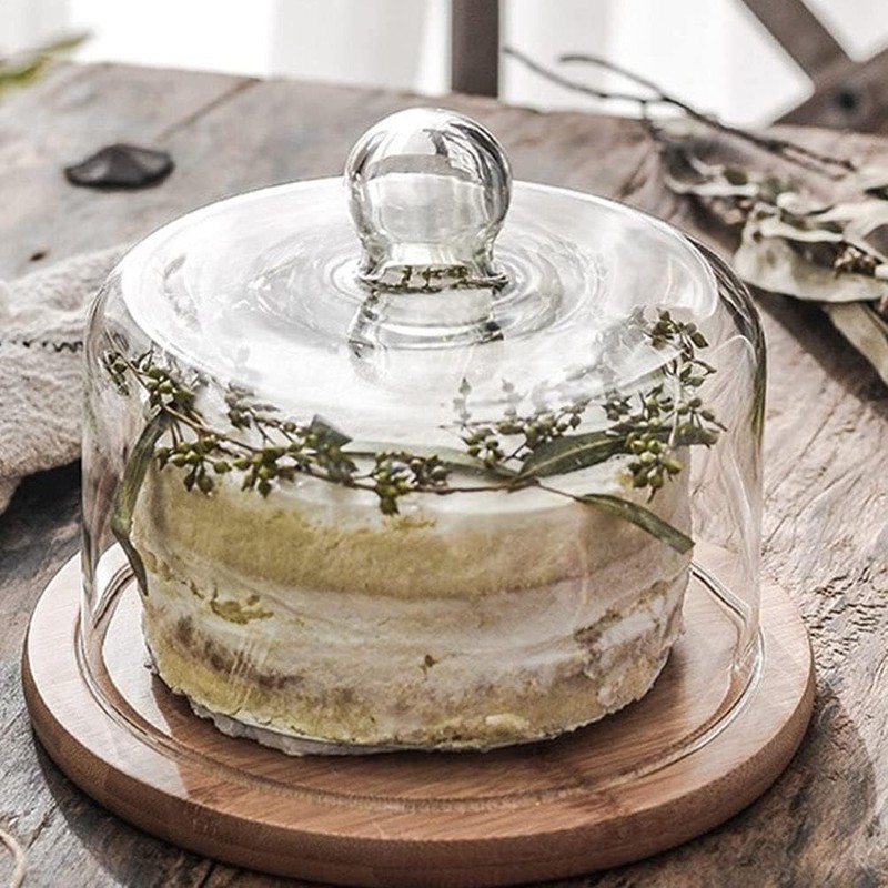 11.61inch Round Cake Dome with Glass Lid, Clear Stand Serving Tray &5466 gallery