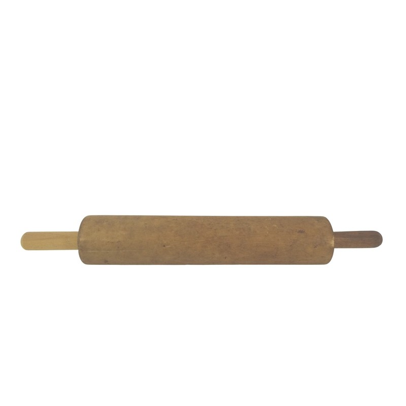 Vintage Wooden Rolling Pin Rustic Farmhouse Kitchen Tool Integrated Handles gallery
