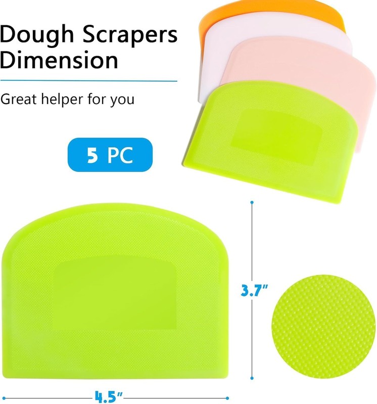 Dough Cutter Bench Scraper for Baking, 5 PCs BPA Free PE Plastic Flexible... gallery