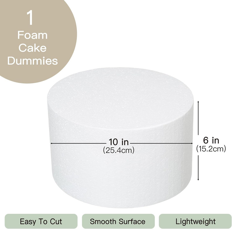 round Foam Cake Dummies 10X6 Inch Polystyrene Circle Dummy Cake Set for Wedding gallery