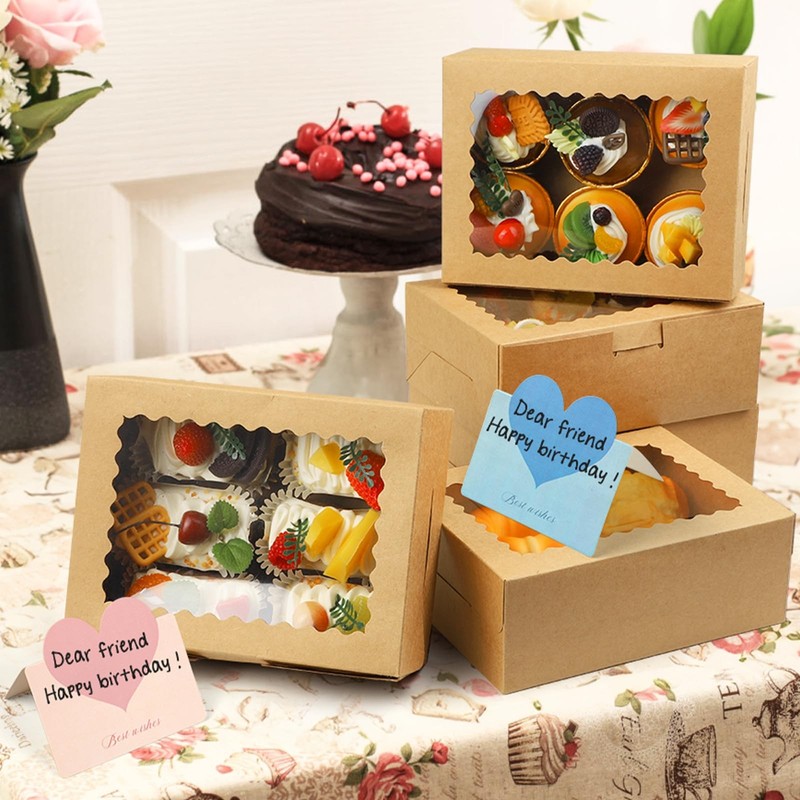 12 PCS Brown 8x6x3inches Cookies Boxes Window Bakery Macaron Treat Truffle gallery