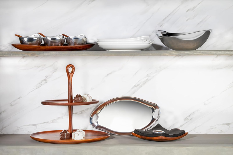 Portables Wood Tiered Dessert Stand | 2-Tier Cupcake Stand | Serving Tray for Co gallery
