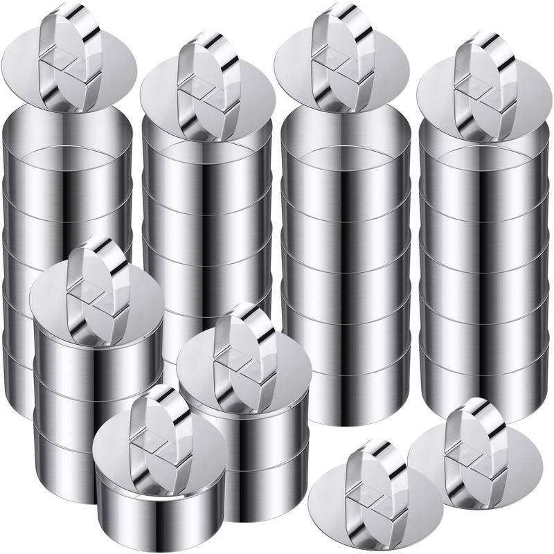 36 Pcs Round Cake Ring Molds 3.15" Stainless Steel Mousse Food Rings & Pushers gallery