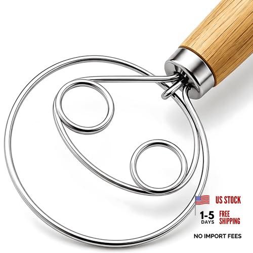 Danish Dough Whisk – 13 Inch 304 Stainless Steel Bread Whisk with Ergonomic