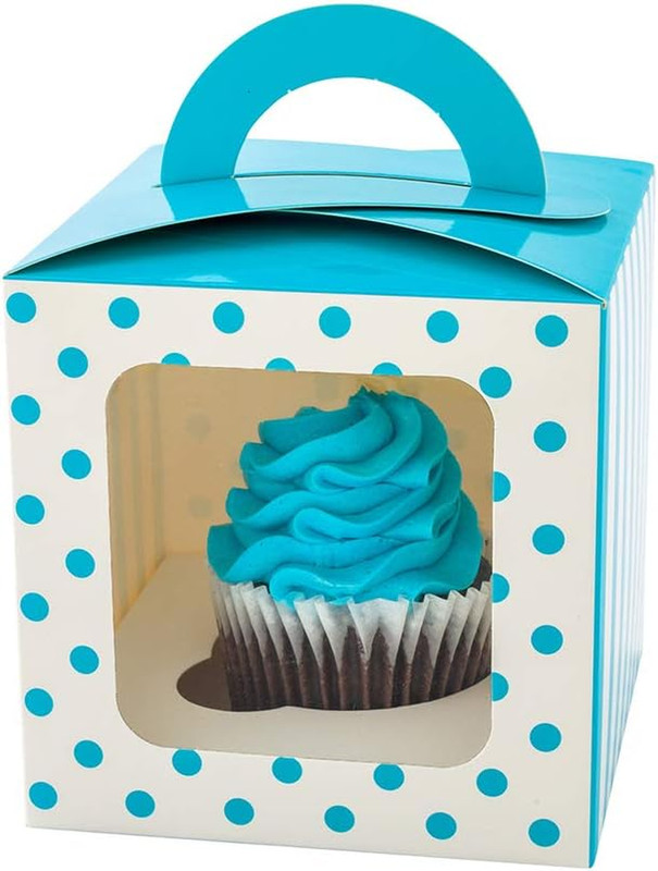 Pastry Tek 4.5 Inch Individual Cupcake Boxes 100 Polka Dots Cupcake Favor Boxes