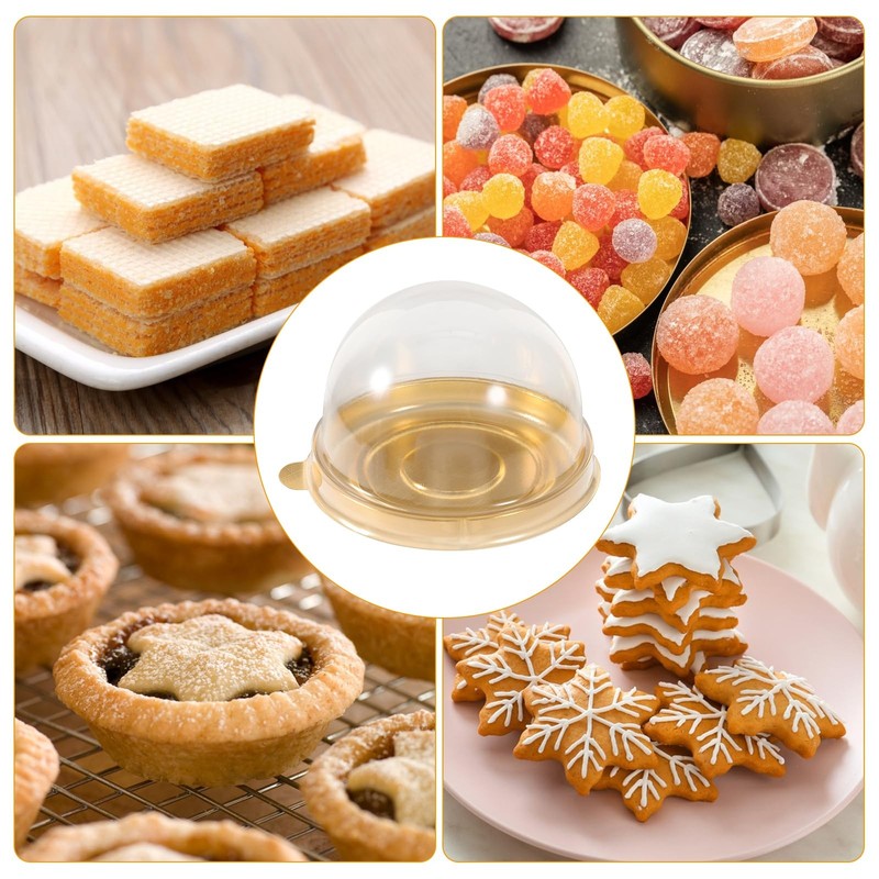 50 PCS Mini Cake Boxes With Dome Lid Clear Individual Plastic Containers gallery