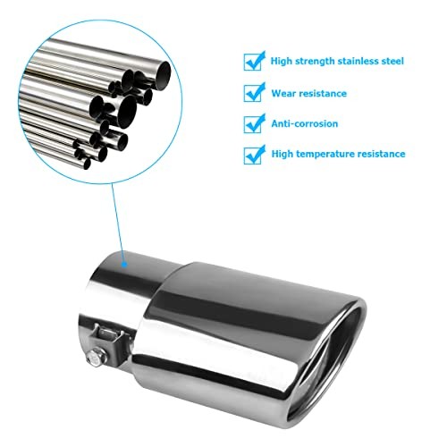 Stainless Steel Car Exhaust Tip, 2.5" to 3.3" Universal Car Silver/A Style gallery