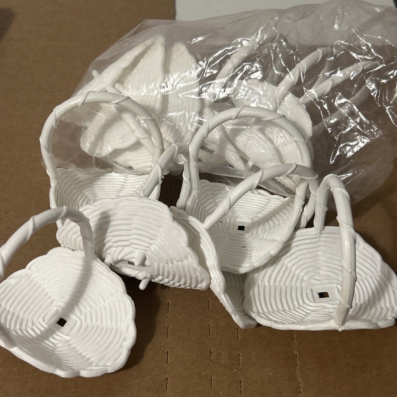 Vintage Lot 12 New Wilton Weston White Plastic Basket Cake Baking Toppers NOS