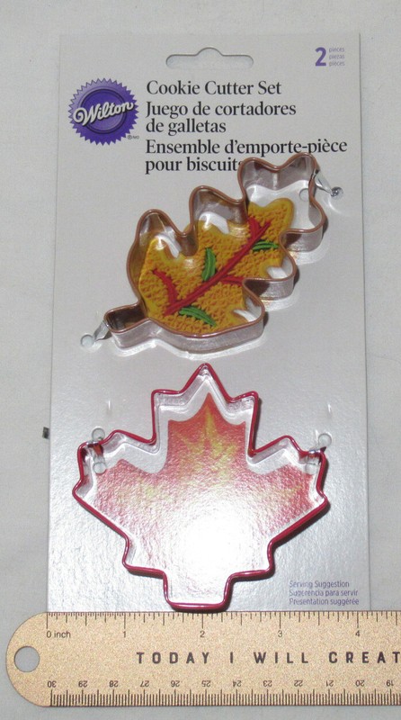 WILTON 2-Piece Cookie Cutter Set Metal AUTUMN Maple Oak Leaves Leaf recipe gallery