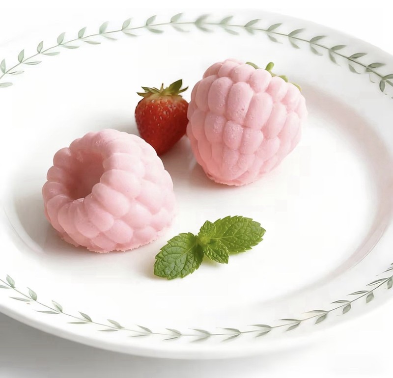 6-Cavity Raspberry Silicone Molds for Mousse Cake, Large Fluted Design, White gallery