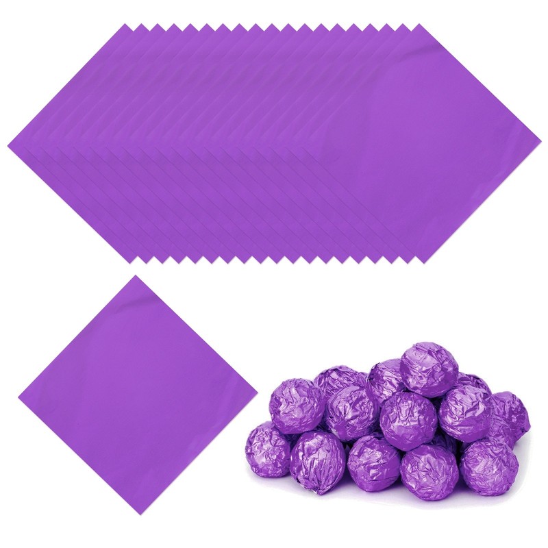 200Pcs 5×5 Inch Foil Candy Wrappers Chocolate Wrapping Paper Purple