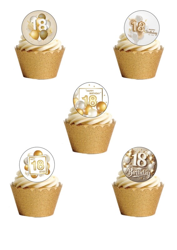 Cake Toppers 18th Eighteen Birthday Girl 24 Precut Round Edible Wafer Paper