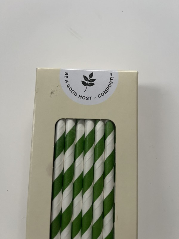 Hosted Paper Straws Green Stripe 50 Count (Pack of 20)