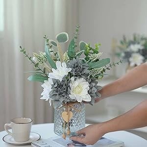 Faux Flowers with Vase, Artificial Silk Flowers in Vase, Fake Plant gallery