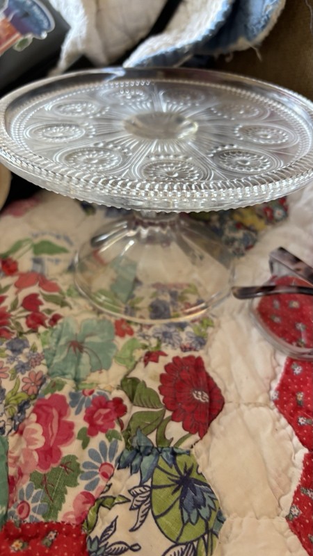 Antique Vintage Mini Cut Glass EAPG Cake Plate Candle Stands Holder Decor gallery