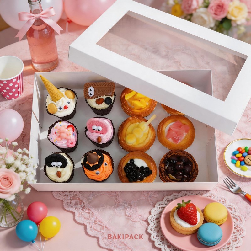 White Bakery Catering Boxes Window Baked Goods Sandwich 14x9x3.5 In 10 PCS gallery