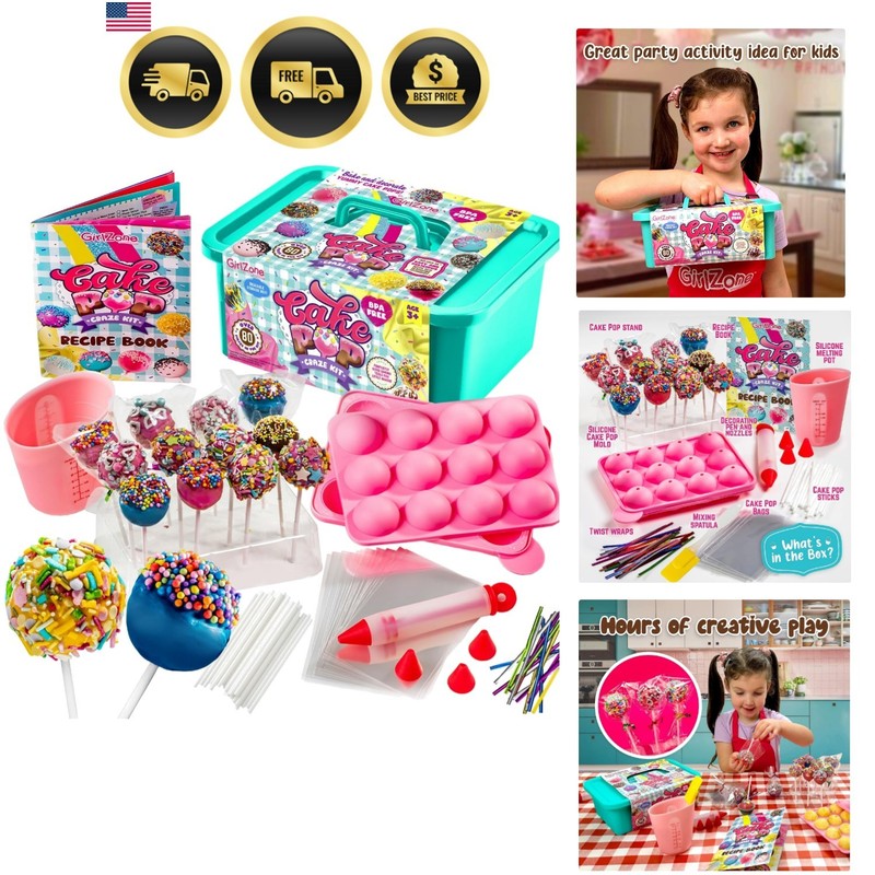 Cake Pop Craze Kit, Baking Set for Kids Ages 10–12 with Cake Pop Mold, Stand,…
