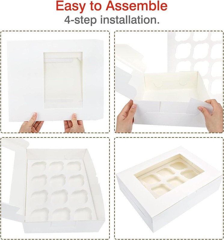30pcs Cupcake Boxes, Cupcake Boxes 12 Count, Cupcake Containers with Window C... gallery