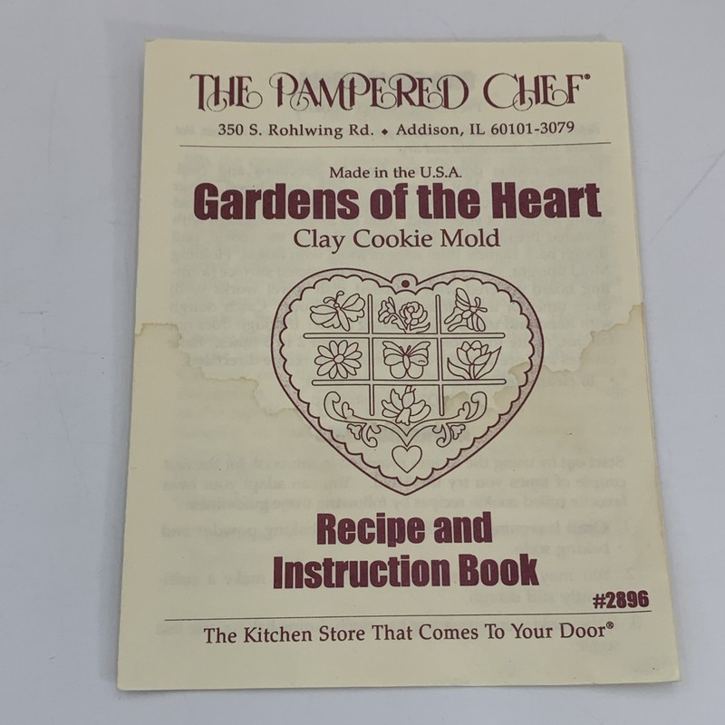 The Pampered Chef 1996 Gardens Of The Heart Clay Cookie Mold #2896 Free Shipping gallery