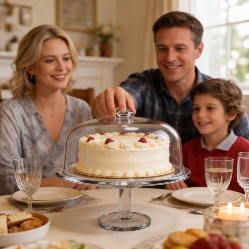 Acrylic Cake Stand with Dome 12 Inch Clear Rotating Cake Display Spinner Hold... gallery