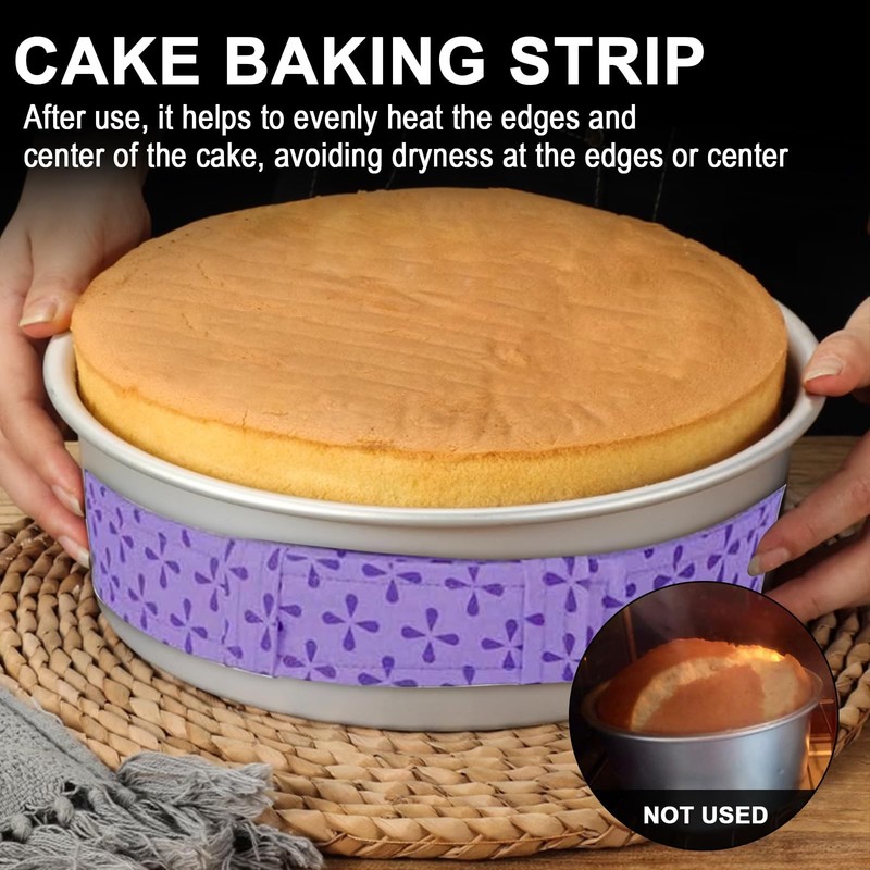 Bcautay 4 Pcs Baking Strips Cake Pan Dampen Absorbent 36in, Purpl gallery