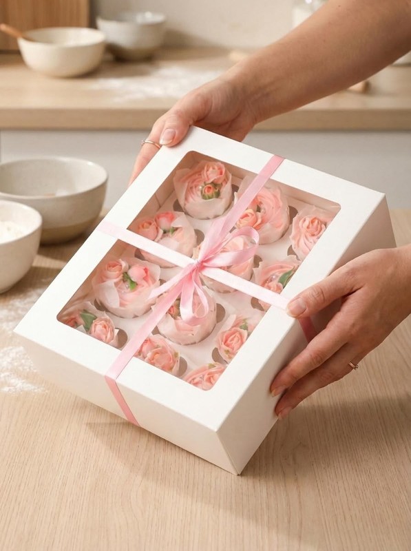 Auto-pop up 12 Cupcake Containers 6-Packs White Cupcakes Carrier, 12 Cupcake ... gallery