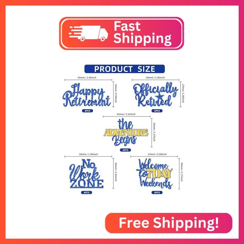 BEISHIDA 30pcs Happy Retirement Cupcake Toppers Finally Retired Cupcake Decorati gallery