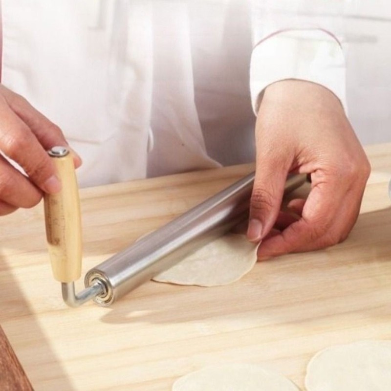 Stainless Steel -handed Rolling Pin Dough Roller Smooth Surface Dough Sheeter gallery