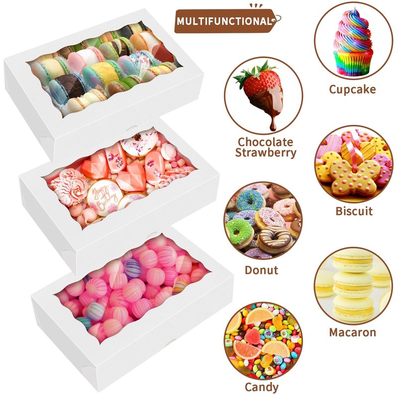 50Pcs 7" x 4 3/8" x 1 1/2" inches,Bakery Boxes with Window, Cookie Boxes, Cho... gallery