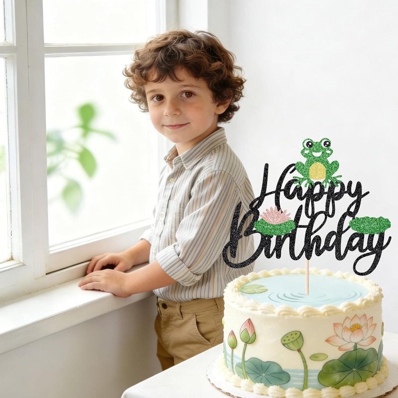 Glitter Frog Happy Birthday Cake Topper - Animal Theme Baby Shower & Gender gallery