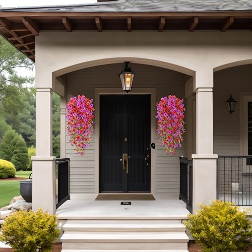 Fake Artificial Hanging Flowers for Outdoors Fake Plants Dpurple Red gallery