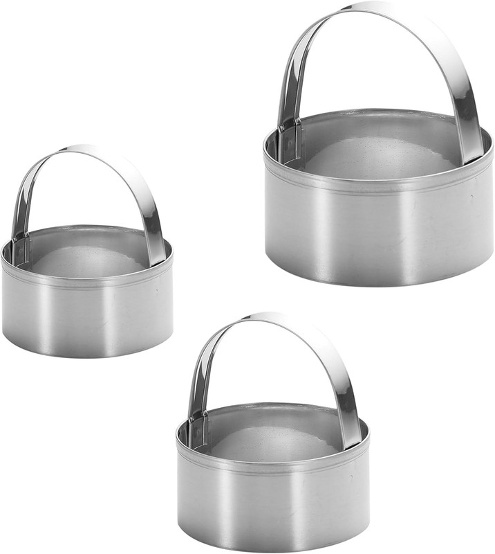 3 Pieces round Biscuit Cutter with Handle – Stainless Steel round Circle Doughnu