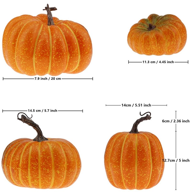 Gresorth 4 Pcs Fake Pumpkins Artificial Vegetable Fall Autumn Halloween gallery