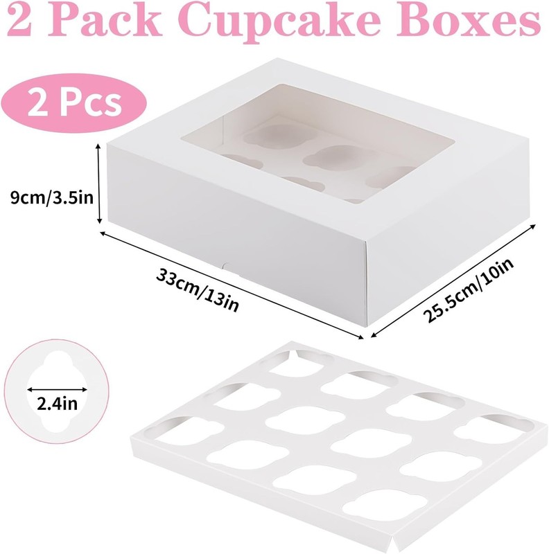 Cupcake Boxes, 2 Pack Disposable Cupcake Containers, Food Grade Cupcake Carri... gallery