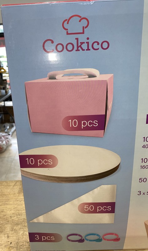 Cake Boxes Kit, 20 Cake Boxes,10 White Boards,50 Pastry Bags, 20 Cookie Boxes gallery
