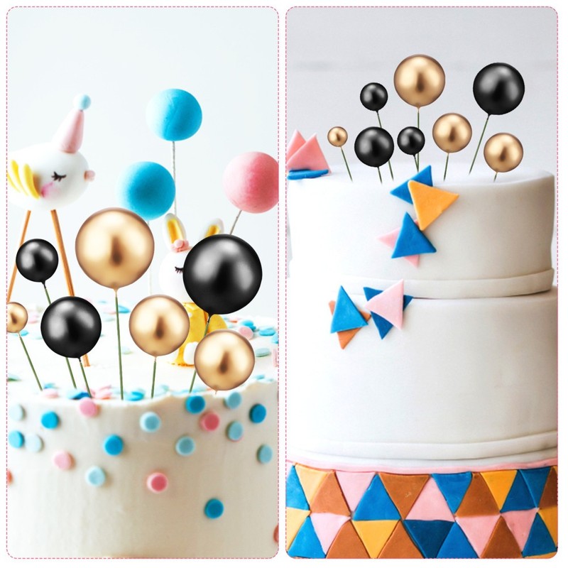 30 Pcs Gold and Black Cake Balls Mixed Silver Decorative Inserts Miss gallery