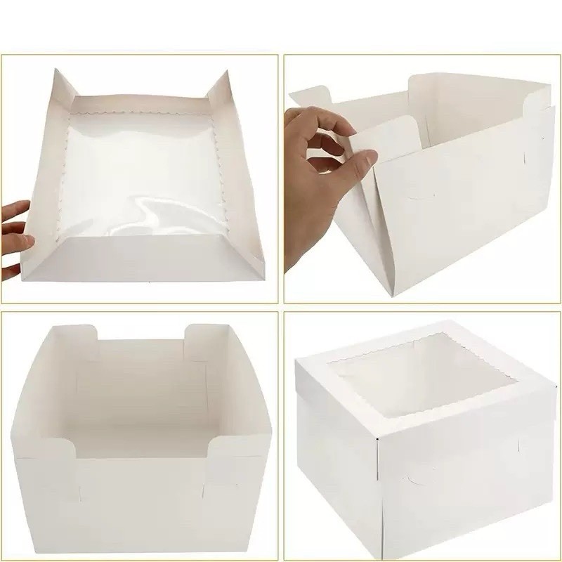 5 Pack Cake Boxes 8x8x8 Inches Tall Cake Box with cake Boards with Window gallery