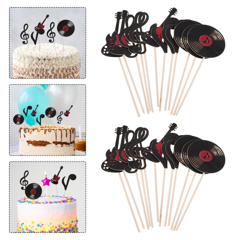 24 Pcs Music Party Decoration Cake Topper Cocktail Food Fruit Toothpick Dessert gallery