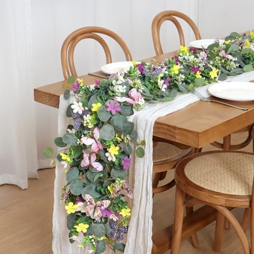 4 Pack 5.68 FT Artificial Daisy Garland with 3D 4PCS Butterfly Eucalyptus gallery