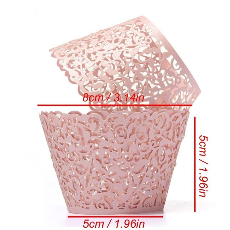 60 PCS Pink Vine Cupcake Wrappers Lace Liners For Regular Sized Cupcakes gallery