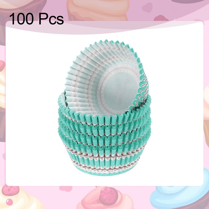 100pc Cupcake Liners, Standard, Blue & Brown gallery
