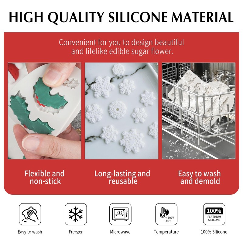 Christmas Fondant Mold Set of 5 Pieces- 3D Snowflake, Christmas Tree, Reindee... gallery