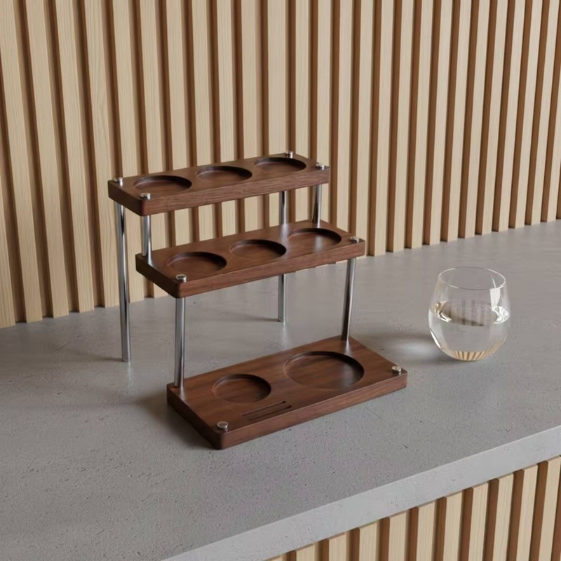 Coffee Tamper Stand Solid Wood Tamping Station with Tamper Holder Organized gallery