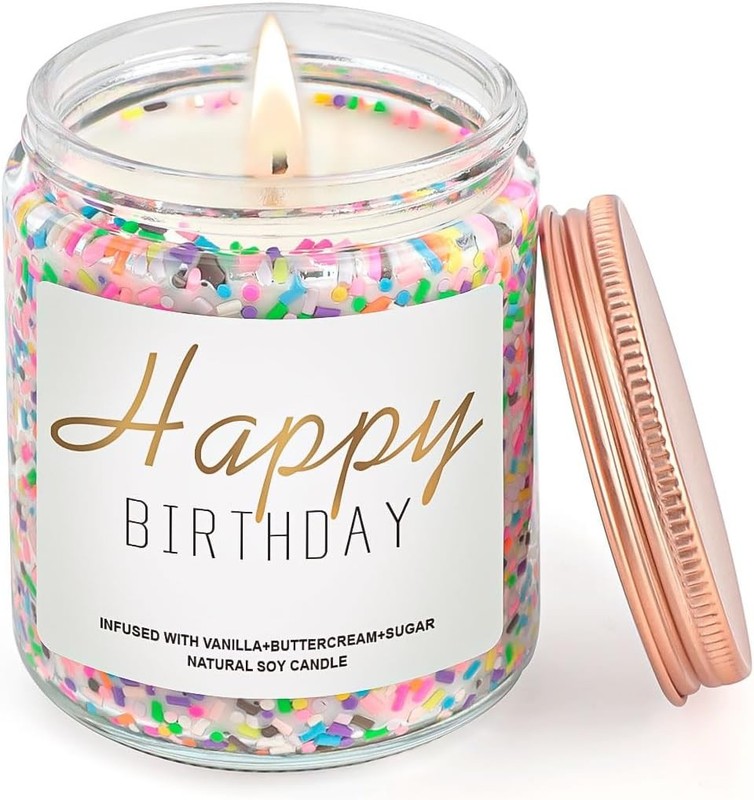 Candles for Birthday, Vanilla Cream Scented Candle 7OZ, Happy Birthday Candle gallery