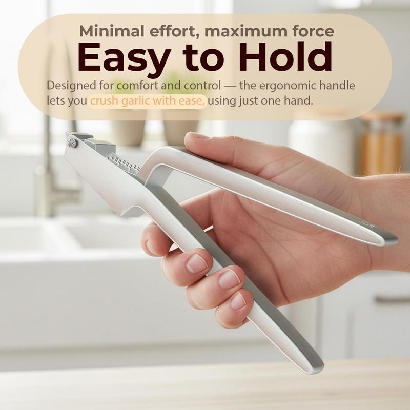 No Peeling Required, 100% Stainless Steel Garlic Press – Large, Silver gallery