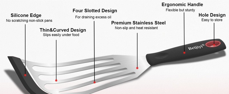 Fish Spatula Turner Set of 2, Heat Resistant Silicone Ed Slotted gallery