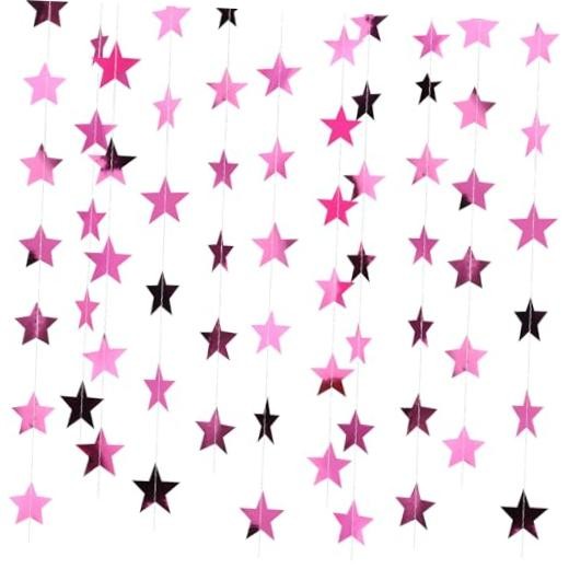 Feet Glitter Star Garland Banner 2026 Party Decoration Double Side Pink 78