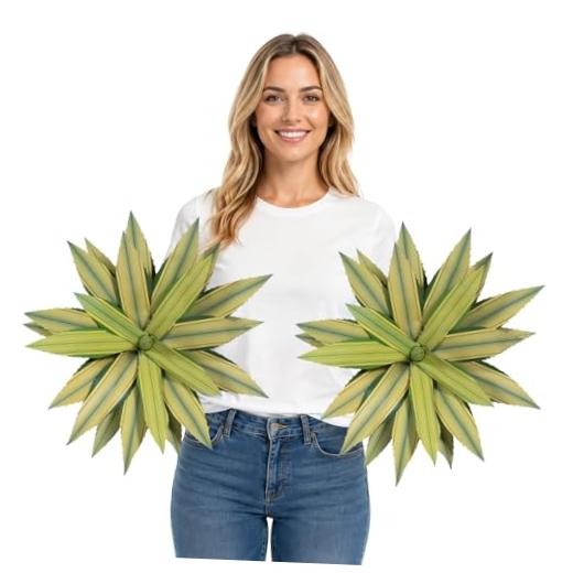 Artificial Spiked Agave Plant Outdoor 22” Tall, Large UV 22“ Spiked Green