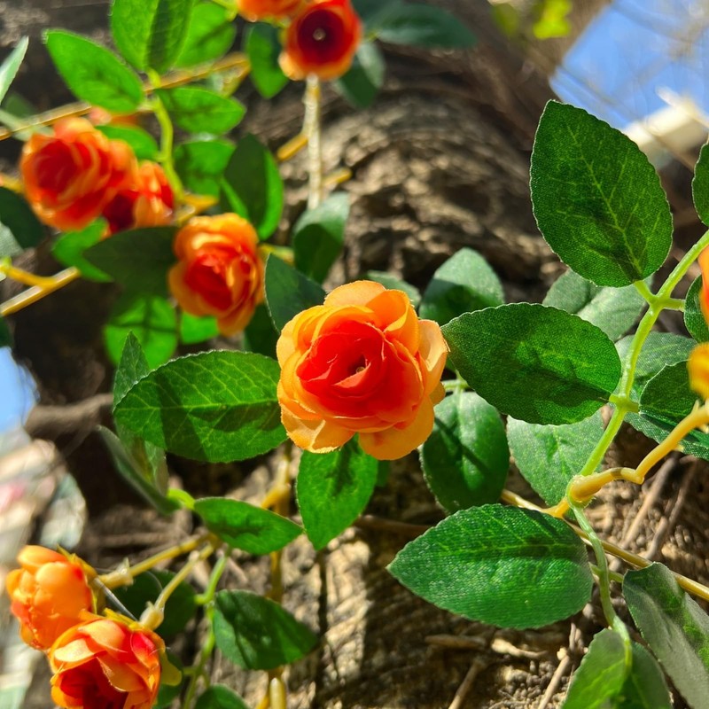 Shyshining 6Ft Bendable Yellow Orange Rose Flower Garland Artificial Silk Wild gallery