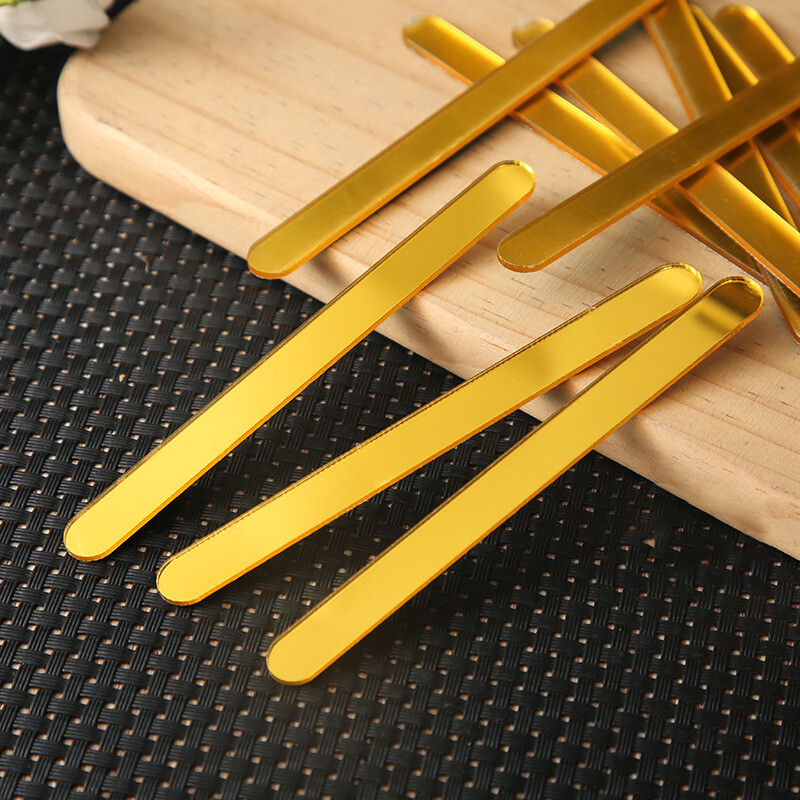 Wedding Cupcake Birthday 10pcs Cakesicle Decorations Cake Topper Gold Mirror Ice